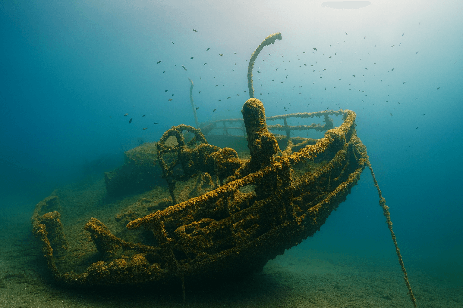 Scuba diving at Brioni Wreck in Vis